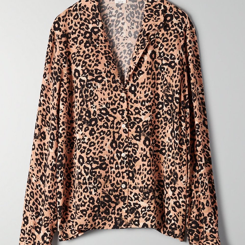 WILFRED Aritzia Emmeline Leopard Blouse SMALL $138